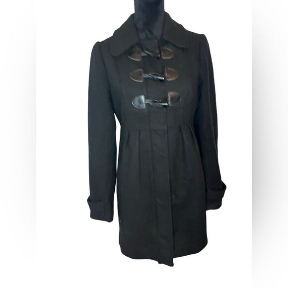 JACK WOMENS BLACK TOGGLE CLOSURE DRESS COAT WOMENS SIZE MEDIUM CLASSIC COAT - Picture 6 of 11
